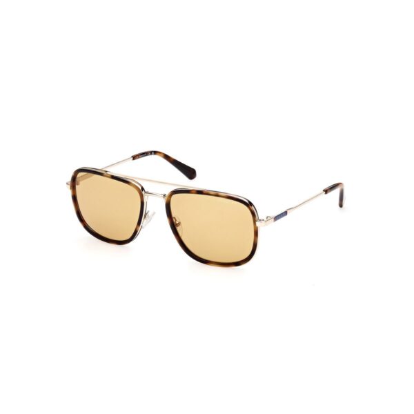 Sunglasses gant men square shape brown havana acetate gold metal bridge and temples yellow lenses uvprotection
