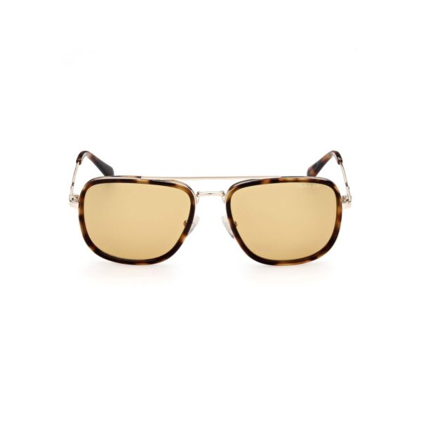 Sunglasses gant men square shape brown havana acetate gold metal bridge and temples yellow lenses uvprotection