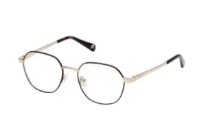 eyeglasses guess glasses polygonal shape women brown havana and gold metal frame