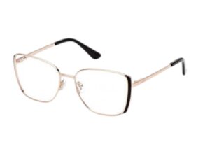 eyeglasses guess women square shape slightly butterfly rose gold metal frame black details