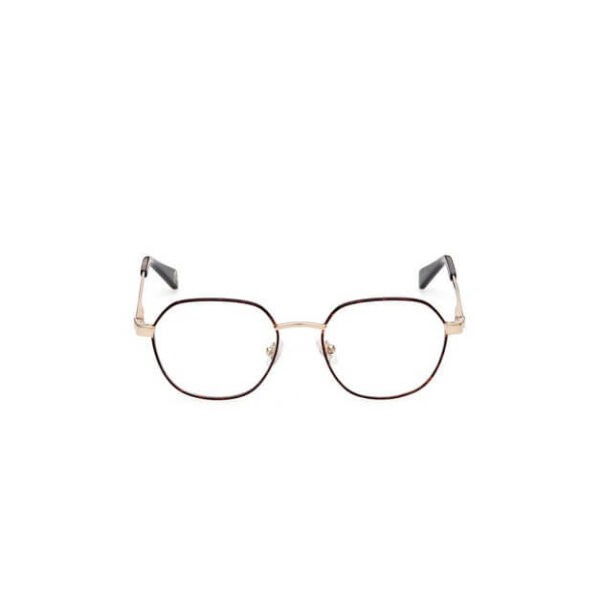 eyeglasses guess glasses polygonal shape women brown havana and gold metal frame
