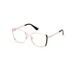 eyeglasses guess women square shape slightly butterfly rose gold metal frame black details