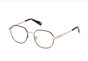 eyeglasses guess glasses polygonal shape women brown havana and gold metal frame