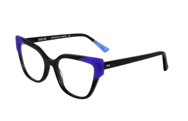 eyeglasses urban owl women butterfly shape black acetate blue details ethical design