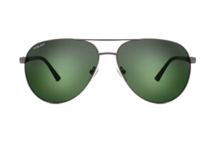 sunglasses polar men women unisex aviator shape gun metal frame blavk rubber temples green super polarized lenses uv protection