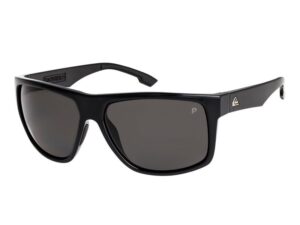 Sunglasses quiksilver men square shape black plastic frame grey polarized lenses by zeiss uv protection uv400