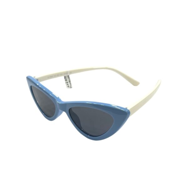 sunglasses centrostyle kids girls cat eye shape blue plastic frame white temples grey lenses uv protection