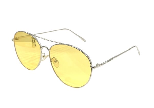 sunglasses tetras community men women unisex aviator shape silver metallic frame yellow lenses uv protection