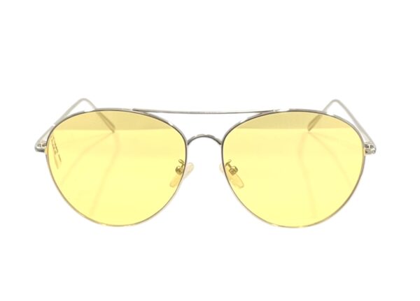 sunglasses tetras community men women unisex aviator shape silver metallic frame yellow lenses uv protection