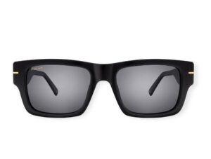 Sunglasses polar men square shape black acetate smoke grey super polarized lenses uv protection