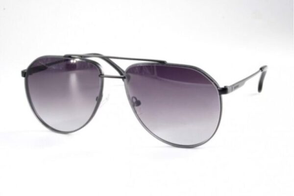 sunglasses hoffman aviator shape men matte black metal frame gradient grey lenses uv protection