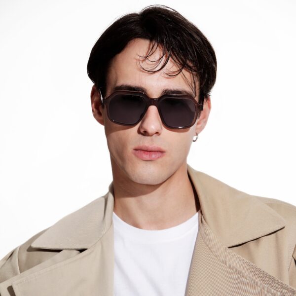 sunglasses men urban owl keith square shape cigar brown acetate smoke grey lenses fume uvprotection