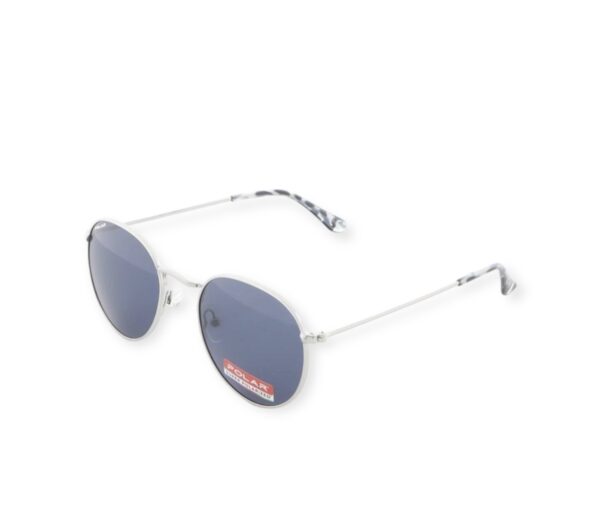 sunglasses polar men women unisex round shape silver metallic frame blue super polarized lenses uv protection
