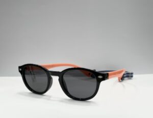 sunglasses marasil boys girls kids junior round shape black plastic frame orange temples grey polarized lenses