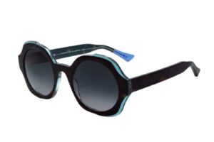 sunglasses urban owl oceana women round-oval shape brown havana acetate with turquoise details and gradient smoke grey lenses fume uv protection