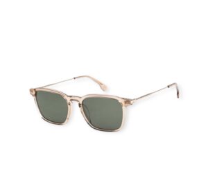 sunglasses quiksilver men square shape crystal beige acetate gold metal temples green zeiss lenses uv protection uv400