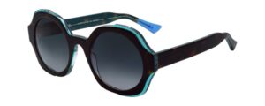 sunglasses urban owl oceana women round-oval shape brown havana acetate with turquoise details and gradient smoke grey lenses fume uv protection