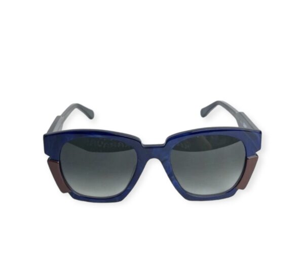 sunglasses zeus dione calliope women butterfly shape blue acetate brown details gradient smoke grey lenses by zeiss uv protection