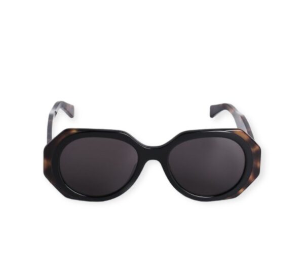 sunglasses zeus and dione women sylia square shape black acetate with brown havana details smoke grey lenses by zeiss