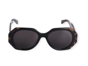 sunglasses zeus and dione women sylia square shape black acetate with brown havana details smoke grey lenses by zeiss