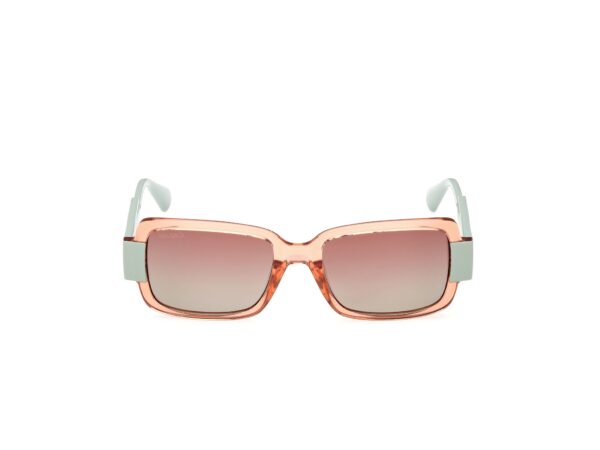 sunglasses maxandco women square shape crystal orange/brown acetate mint green temles gradient brown lenses