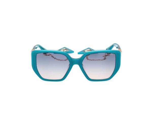 sunglasses women guess turquoise acetate butterfly shape oversized gradient blue lenses uv protection guess chains