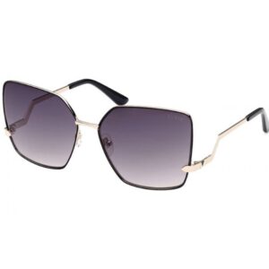 sunglasses guess women butterfly shape black and gold metallic frame gradient grey lenses uv protection