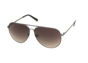 sunglasses guess men women unisex aviator shape gun metal frame metallic gradient brown lenses uv protection