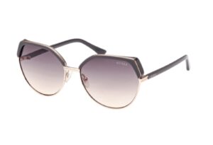 sunglasses guess women butterfly shape rose gold metal frame elephant grey plastic details and temples gradient grey lenses uv protection