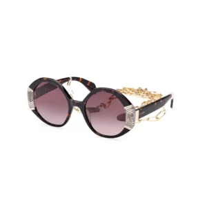 sunglasses guess women oversized polygonal shape brown havana acetate gradient brown lenses uv protection chain