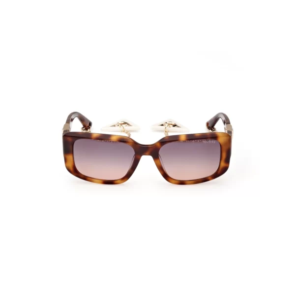 sunglasses guess women rectangular shape brown havana acetate gradient grey lenses uv protection chain