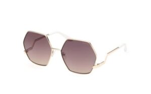 sunglasses guess women polygonal shape oversized gold metal frame gradient brown lenses uv protection