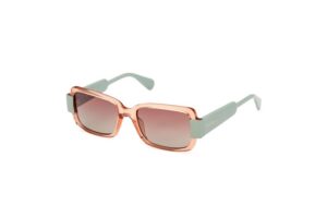 sunglasses maxandco women square shape crystal orange/brown acetate mint green temles gradient brown lenses