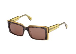 sunglasses maxandco women rectangular shape brown and yellow bicolor acetate brown lenses uv protection