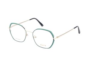 eyeglasses dutz women polygonal shape metal frame gold green petrol color