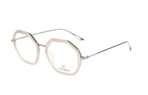 eyeglasses eyecroxx women polygonal shape crystal beige/grey acetate gun metal temples and bridge