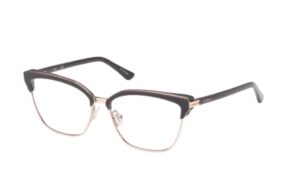 eyeglasses guess women butterfly shape grey acetate and rose gold metal temples and bridge