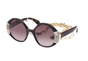 sunglasses guess women oversized polygonal shape brown havana acetate gradient brown lenses uv protection chain