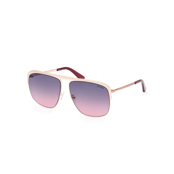 sunglasses guess women square shape rose gold metal frame gradient purple pallet lenses uv protection