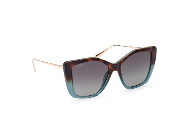 sunglasses max&co women butterfly shape brown havana and blue bicolor acetate gold metal temples gradient grey lenses with antireflex coat uv protection