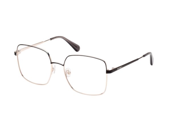 eyeglasses max&co women square shape metallic frame black-gold bicolor