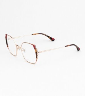 eyeglasses woodys barcelona women frame butterfly shape gold metal frame red and brown havana details