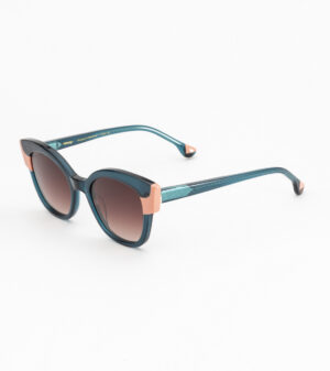 sunglasses woodys barcelona women butterfly shape petrol blue acetate pink details gradient brown lenses uv protection