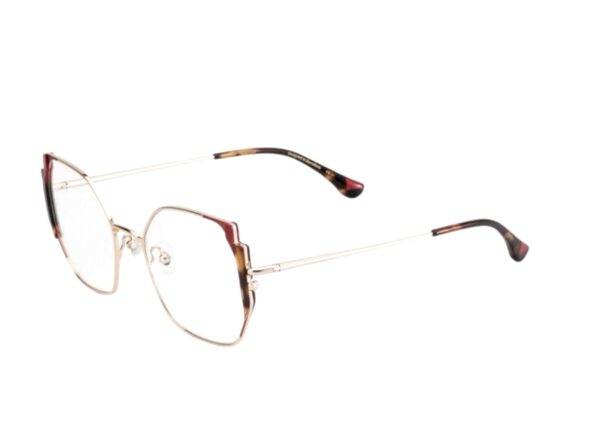 eyeglasses woodys barcelona women frame butterfly shape gold metal frame red and brown havana details