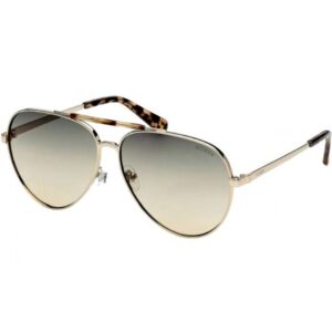 sunglasses guess men women unisex aviator shape gold metal frame gradient grey lenses uv protection