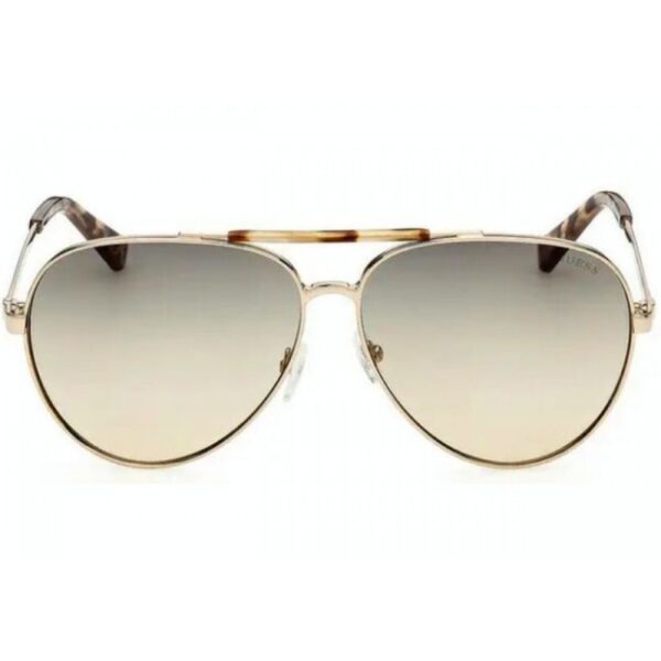 sunglasses guess men women unisex aviator shape gold metal frame gradient grey lenses uv protection