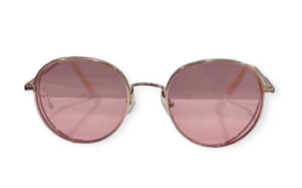 sunglasses cavallieri women round shape gold metal frame pink lenses uv protection