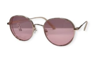 sunglasses cavallieri women round shape gold metal frame pink lenses uv protection