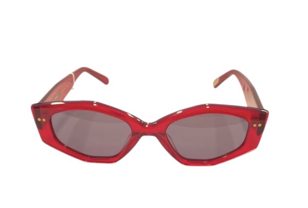 sunglasses bluesky women polygonal shape red acetate grey lenses anti reflex coat uv protection