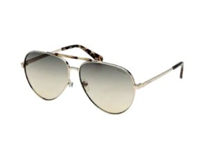 sunglasses guess men women unisex aviator shape gold metal frame gradient grey lenses uv protection